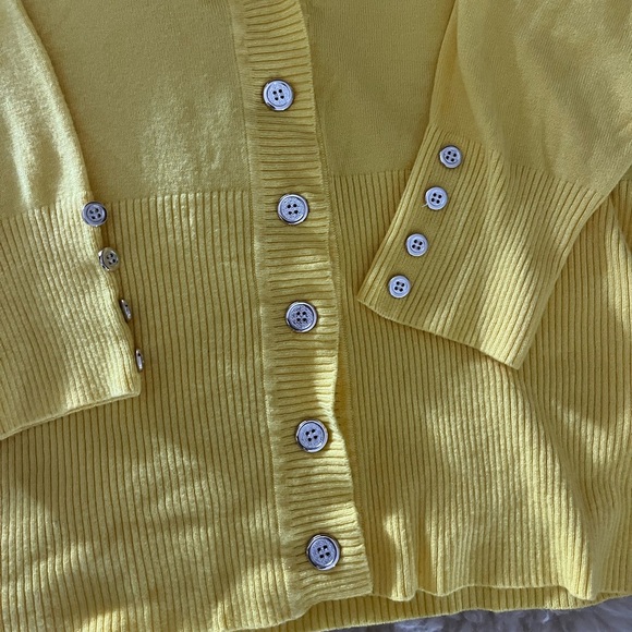 Bright Yellow Cardigan Knit Career Sweater - Picture 5 of 6